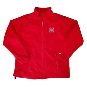 Men's PRO PLAYER Full-Zip‎ Red Fleece Jacket Nebraska Cornhuskers SZ L Large